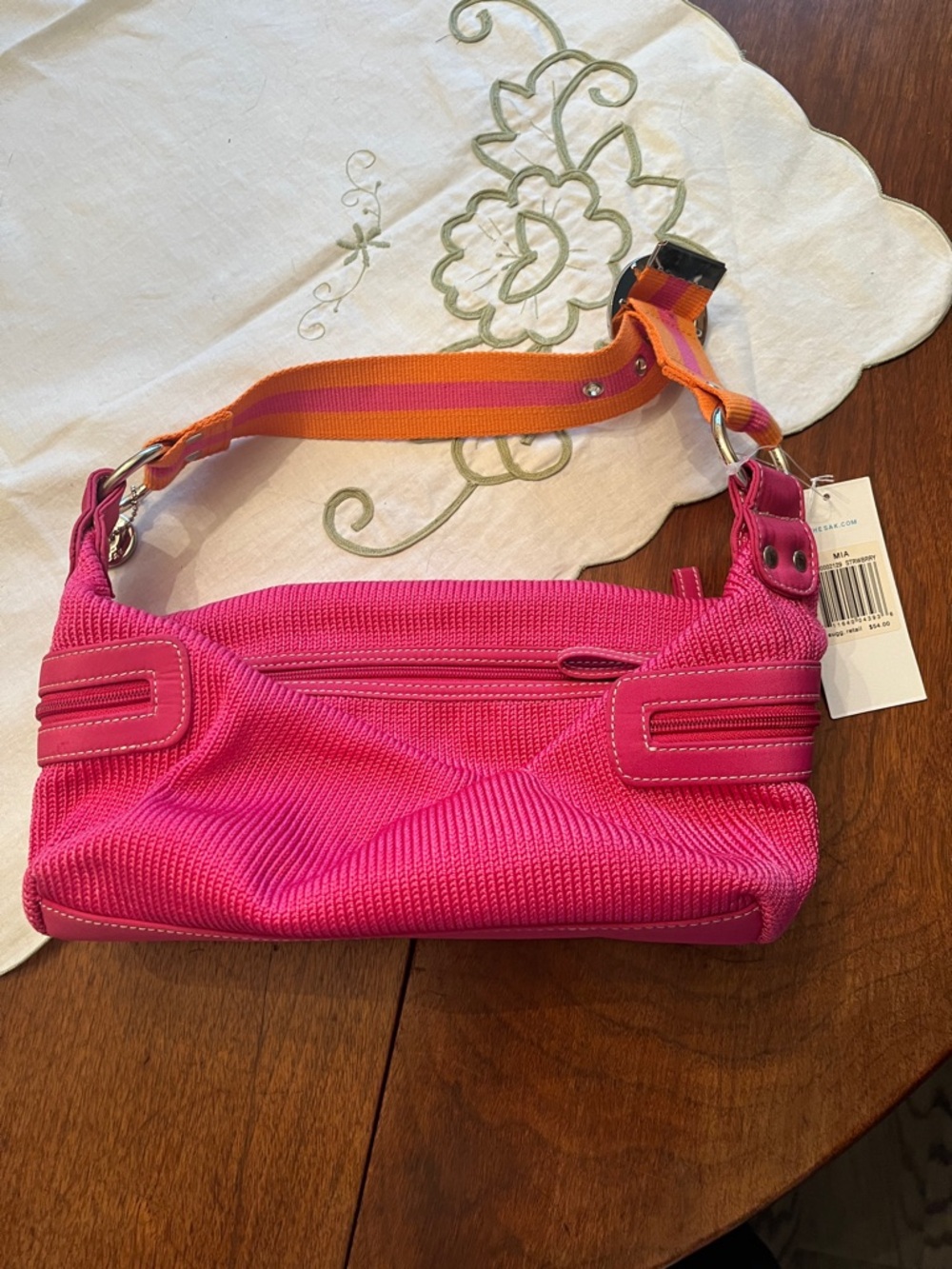 The Sak Pink Shoulder Bag with Orange Accent Strap